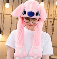 Pink Anime Ear Moving Jumping Hat Funny Plush Hat Unisex Earflaps Movable Ears Hat Cosplay Party Hat