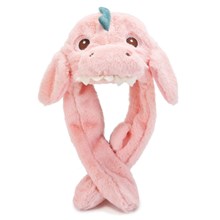 Pink Dinosaur Ear Moving Jumping Hat Funny Plush Hat Unisex Earflaps Movable Ears Hat Cosplay Party Hat