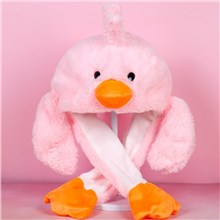 Pink Duck Ear Moving Jumping Hat Funny Plush Hat Unisex Earflaps Movable Ears Hat Cosplay Party Hat