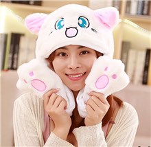White Cat Ear Moving Jumping Hat Funny Plush Hat Unisex Earflaps Movable Ears Hat Cosplay Party Hat