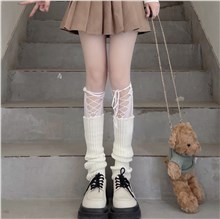 Girls White Leg Warmer Socks Japanese Students Kawaii Lolita Socks Cosplay Cartoon Warm Thigh High Socks