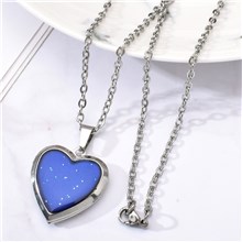 Heart Shape Photo Pendant Necklace for Girls Kids Locket Color Changing Necklace Stainless Steel Temperature Sensing Mood