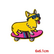 Funny Cute Skateboard Dog Embroidered Badge Patch