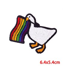 Funny Cute Goose Rainbow Flag Embroidered Badge Patch