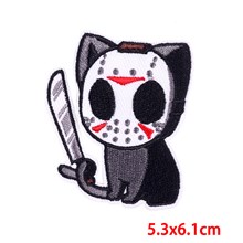 Gothic Funny Chainsaw Cat Embroidered Badge Patch