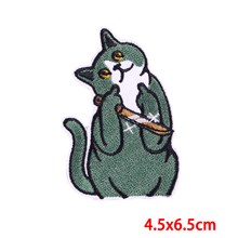 Funny Cat with Knife Embroidered Badge Patch