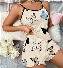 Women's Butterfly Suspender Pajama Set