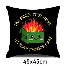 Green Dumpster with Cute Face is on Fire Pillow Case