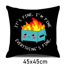 Blue Dumpster with Cute Face is on Fire Pillow Case