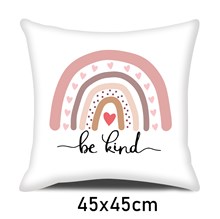 Pink rainbow & heart with word: be kind Pillow Case