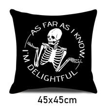 White Funny Human Skeleton, Hand up Pillow Case