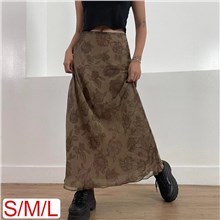 Women Tulle High Waist Floral Print Skirt
