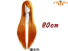 Anime 80cm Orange Gold Straight Wig Cosplay