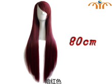 Anime 80cm Dark Red Straight Wig Cosplay