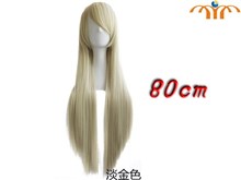 Anime 80cm Pale gold Straight Wig Cosplay