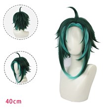 Anime Xiao Blue Cosplay Wig Short Bluish Green Wig for Halloween Party 