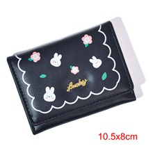 Cute Rabbit Pattern PU Black Wallet