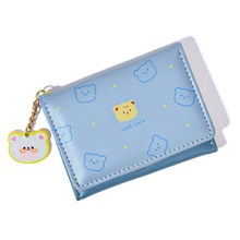 Cute Bear Pattern Blue PU Wallet