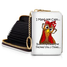 Chicken Credit Card Holder RFID Wallet, Small Card Holder Wallet for Women with Keychain Zipper