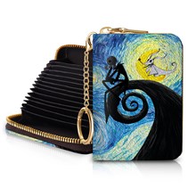 Christmas Nightmare Jack Credit Card Holder RFID Wallet, Small Card Holder Wallet for Women with Keychain Zipper