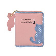 Cute Pink Cat PU Wallet Coin Purse for Women Girls