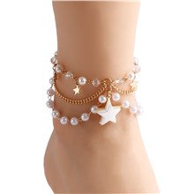 Pearl Starfish Gold Ankle Bracelets,Summer Jewelry Gifts for Women Teen Girls