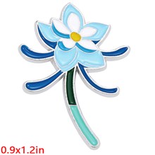 Anime Ning Guang Glaze Lily Flower Enamel Pin Brooch Badge