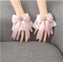Gothic Lolita Women's Bow Fingerless Short Lace Gloves