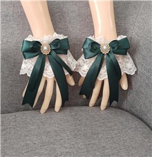 Gothic Lolita Women's Bow Fingerless Short Lace Gloves