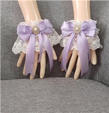 Gothic Lolita Women's Bow Fingerless Short Lace Gloves