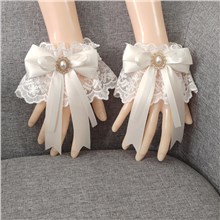 Gothic Lolita Women's Bow Fingerless Short Lace Gloves