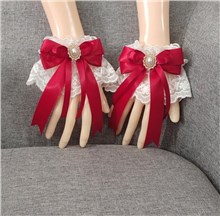 Gothic Lolita Women's Bow Fingerless Short Lace Gloves