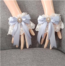 Gothic Lolita Women's Bow Fingerless Short Lace Gloves