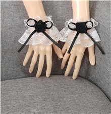 Gothic Lolita Women's Rose Fingerless Short Lace Gloves