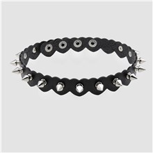 Gothic Lolita Punk PU Leather Rivet Necklace Black Choker