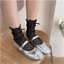 Lace Ruffle Ankle Socks for Women, Lace Trim Frilly Socks