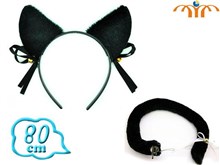 Anime Black Plush Ear And Tail Set