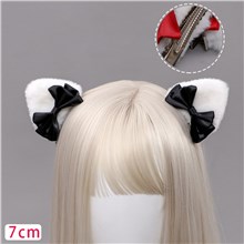 Furry Cat Kitten Ear Bow Hair Clip Headband Lolita Cosplay