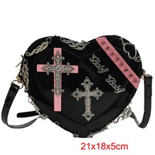 Gothic Black PU Shoulder Bag Anime Heart Bag