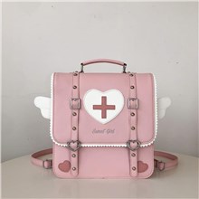 Lolita Sweet Girl Angel Wings Pink PU Backpack