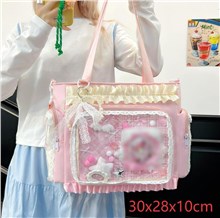 Lolita Pink Kawaii Itabag Soft Lace Ruffle Trim Shoulder Bag Anime Cosplay Bag(Only Bag)