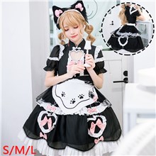 Japan Anime Cosplay Maid Fancy Dress Lolita Cat Paw Costume