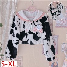 Japan Anime Cosplay Costume Women' Cow Print Sweet Lolita Hoodie Coat