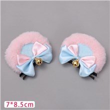 Pink Furry Bear Ear Hair Clip Headband Lolita Cosplay