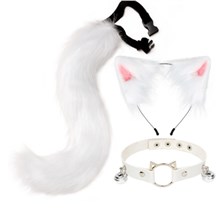 Cute Animal Ear Hair Clip Hair Hoop And Tail Necklace Set Lolita Cosplay