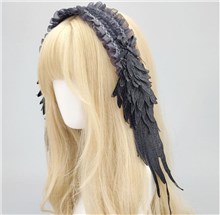 Women’s Gothic Lolita Black Angel Wing Lace Hairband Angel Wings Headband Headpiece for Halloween Costume Accessories