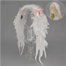 Women’s Gothic Lolita Angel Wing Lace Hairband Angel Wings Headband Headpiece for Halloween Costume Accessories