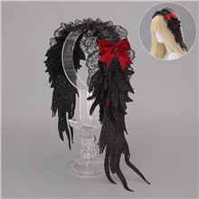 Women’s Gothic Lolita Angel Wing Lace Hairband Angel Wings Headband Headpiece for Halloween Costume Accessories