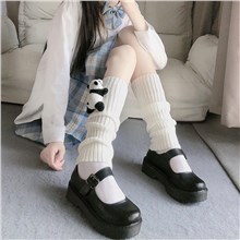 Cute Panda Lolita Leg Warmer, Knitted Leg Warmers, Women Leg Warmers, White Stockings, JK Leg Warmers, Anime Cosplay Leg Warmers, Girl Gift