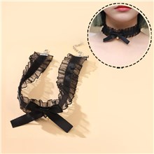 Gothic Lolita Bow Bells Lace Necklace Choker